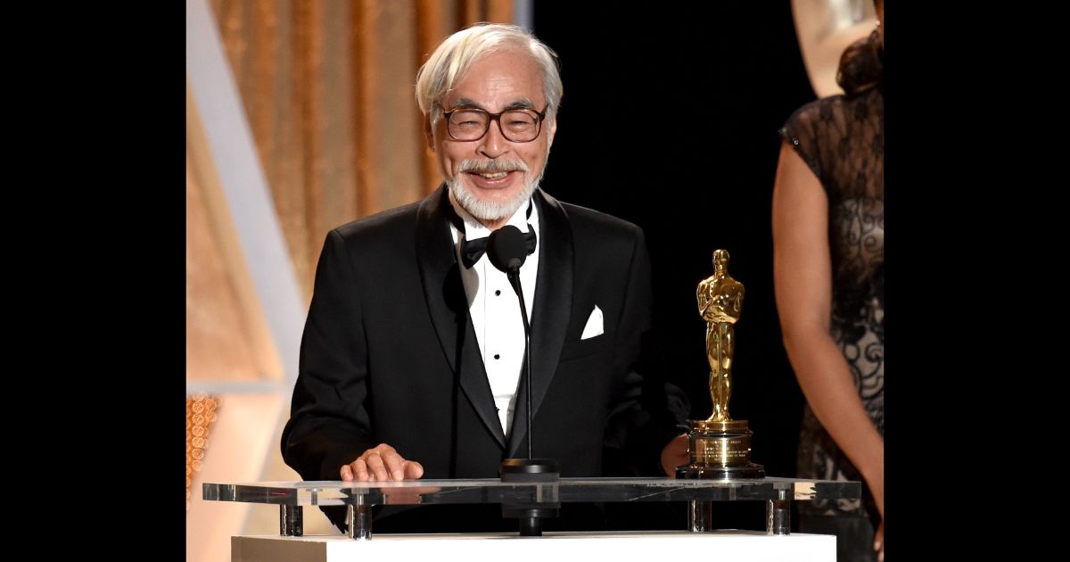 Honoree Hayao Miyazaki accepts an honorary award onstage during the Academy Of Motion Picture Arts And Sciences' 2014 Governors Awards at The Ray Dolby Ballroom at Hollywood & Highland Center on November 8, 2014 in Hollywood, California.