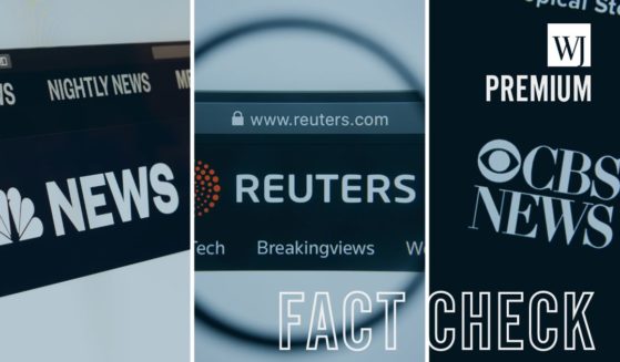 The logos of NBC News, Reuters and CBS News are seen in the above stock images.