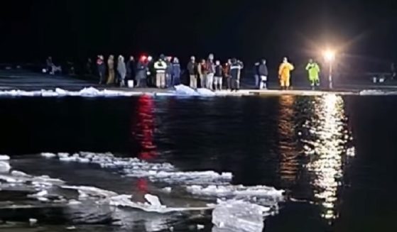 The scene from a rescue of more than 100 people in Upper Red Lake, Minnesota, on Friday.