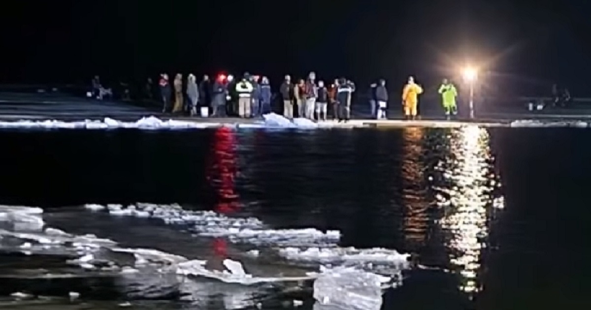 The scene from a rescue of more than 100 people in Upper Red Lake, Minnesota, on Friday.
