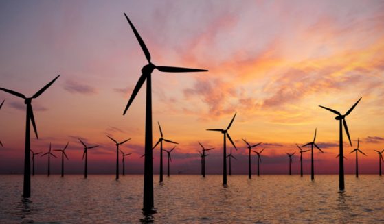 Offshore wind turbines are pictured in a stock photo.