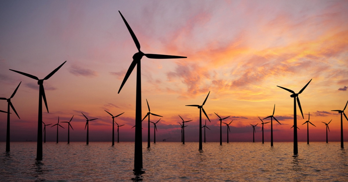 Offshore wind turbines are pictured in a stock photo.