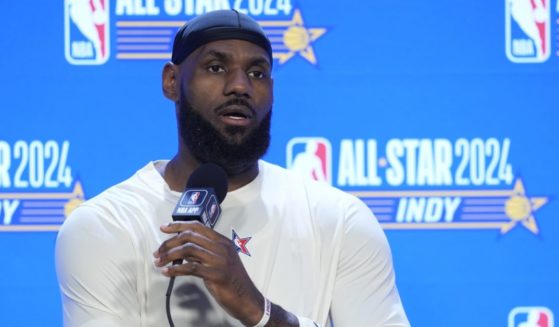 LeBron James speaking at a news conference