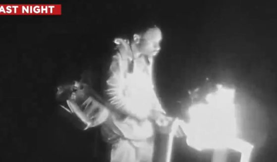 KSWB-TV in San Diego shared video of a man setting fire to its property.