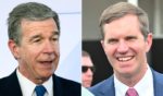 North Carolina Gov. Roy Cooper, left, and Kentucky Gov. Andy Beshear, right, co-wrote an opinion piece for USA Today assailing school choice.