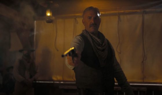 Actor Kevin Costner as seen in the reveal trailer for his new Western epic "Horizon: An American Saga."