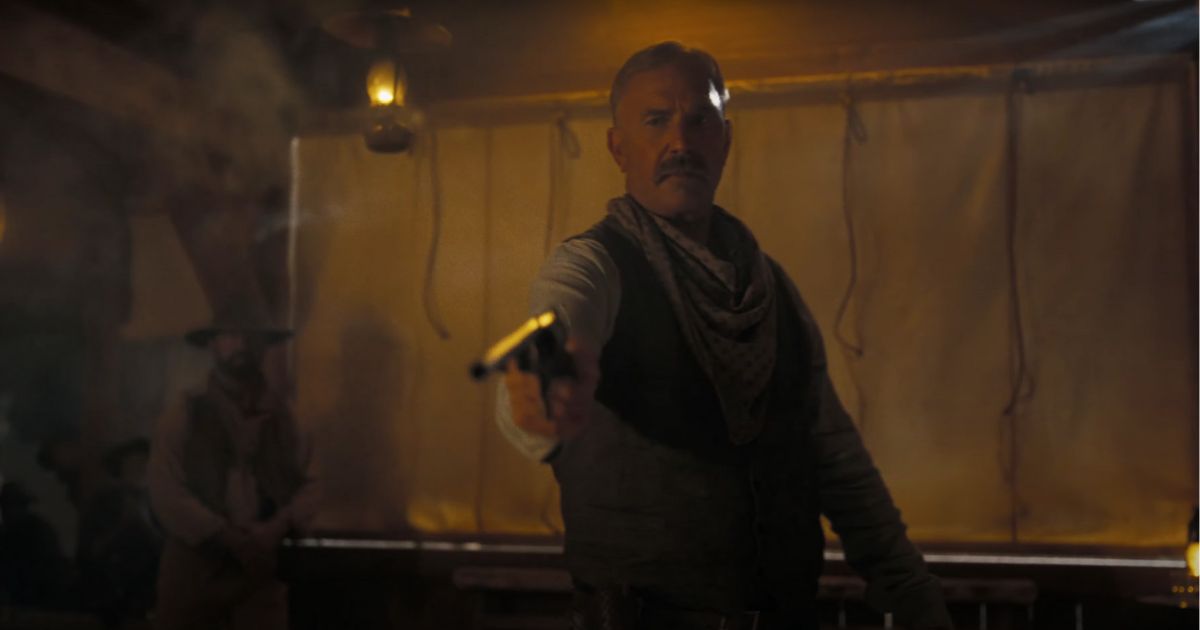 Actor Kevin Costner as seen in the reveal trailer for his new Western epic "Horizon: An American Saga."