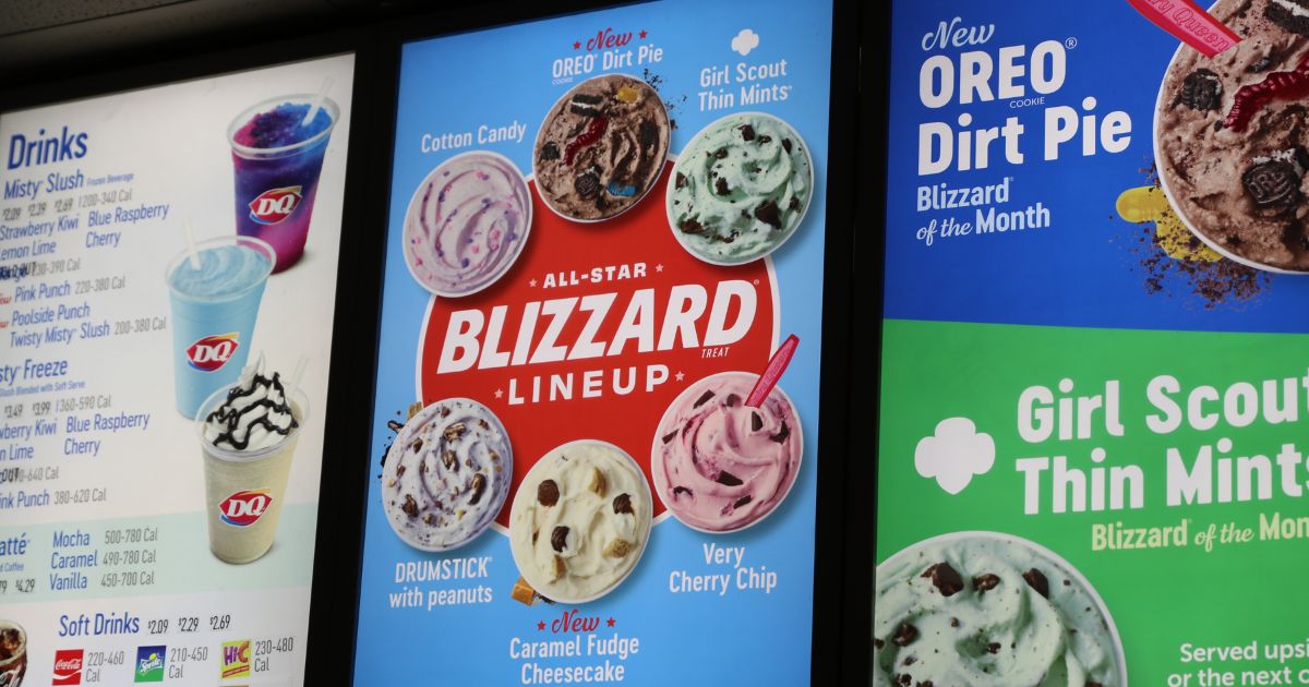 A stock photo shows the menu at a Dairy Queen in Lexington, Kentucky, on June 27, 2022.