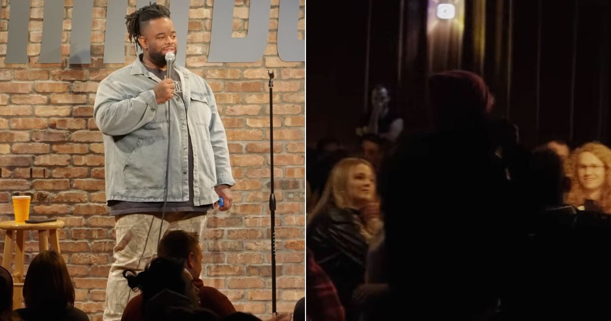 While performing in Kansas City, Missouri, recently, comedian David Lucas, left, made a George Floyd joke while talking to a heckler, which cause several people to leave the show.