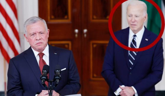 President Joe Biden, right, was noticed looking distracted as King of Jordan Abdullah II ibn Al Hussein delivered remarks at the White House in Washington, D.C, on Monday.