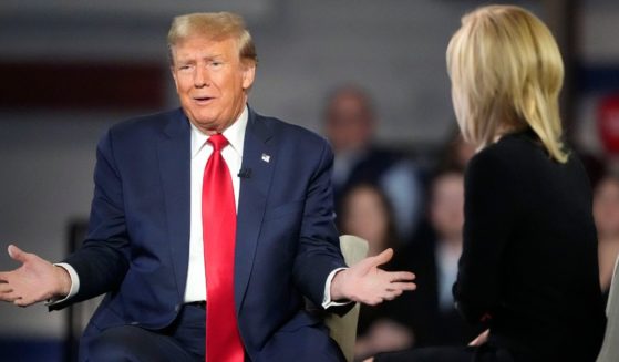 Donald Trump speaking during a town hall in Greenville, South Carolina, with moderator Laura Ingraham