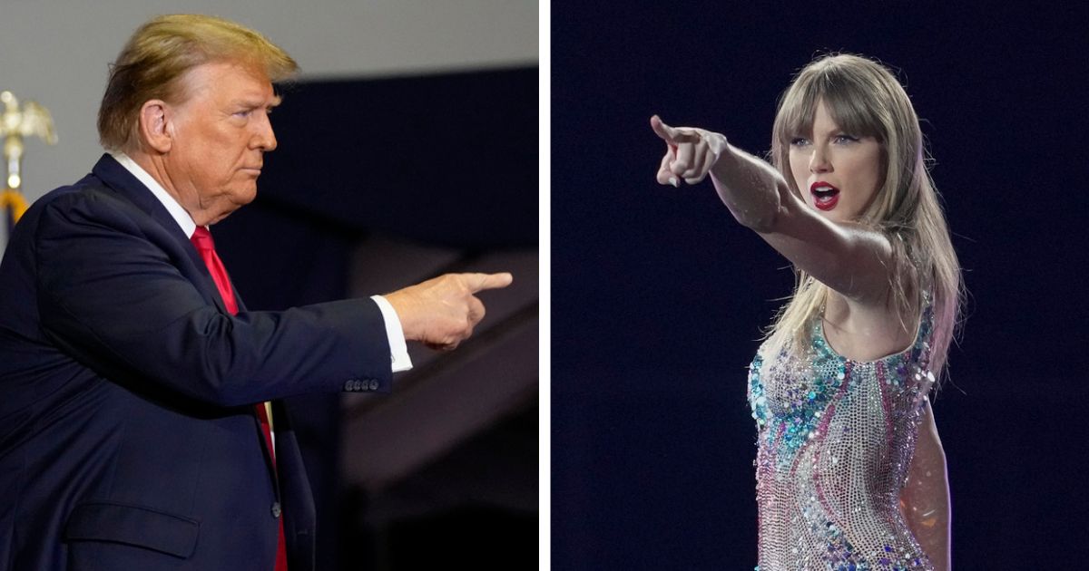 President Donald Trump, left, and pop star Taylor Swift.