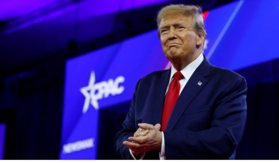 Republican presidential candidate and former U.S. President Donald Trump speaks at the Conservative Political Action Conference at the Gaylord National Resort Hotel And Convention Center Saturday in National Harbor, Maryland.