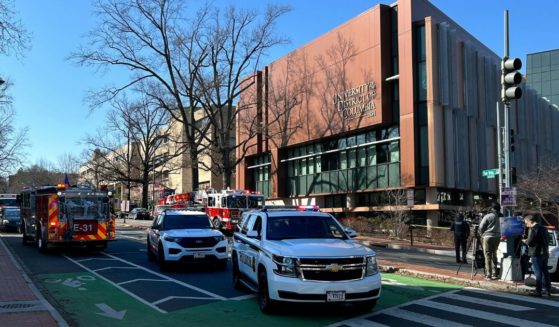 Secret Service vehicles block access to a street leading to the Embassy of Israel in Washington on Sunday.