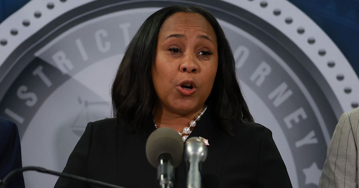 Fulton County District Attorney Fani Willis speaks during a news conference at the Fulton County Government building on Aug. 14, 2023, in Atlanta, Georgia