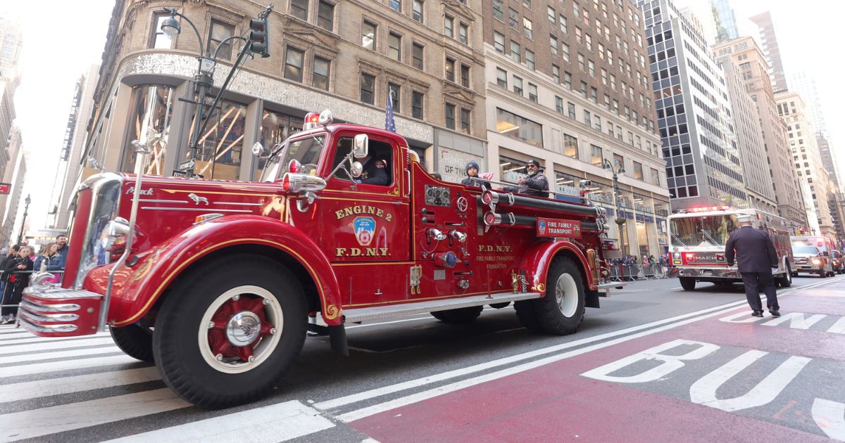 The New York Fire Department's Engine 2 is driven in the city's Veterans Day Parade on Nov. 11.