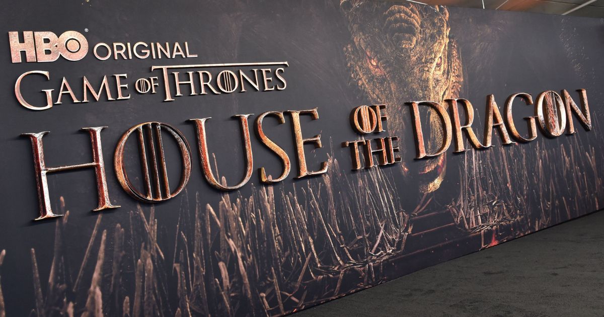 The official backdrop displayed at the world premiere of HBO's "House of the Dragon."