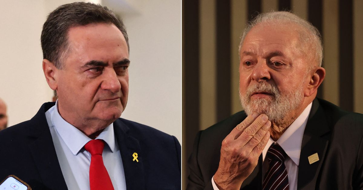 Israel's Foreign Minister Israel Katz, left, has indicated that Brazil's President Luiz Inacio Lula da Silva will not be allowed into Israel until he apologizes for comments he made Sunday, comparing Israel's war on Hamas and the death of Palestinians involved with the Holocaust.