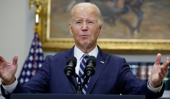 President Joe Biden speaks in the Roosevelt Room of the White House in Washington on Friday.