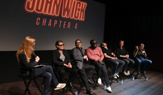 Members of the cast of "John Wick: Chapter 4" laugh during the SAG Nom Com Q&A in West Hollywood, California.