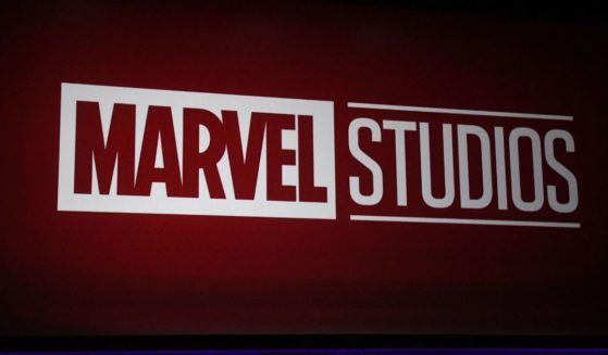 The Marvel Studios logo onstage during the Walt Disney Studios special presentation at CinemaCon 2022.