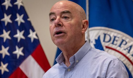 Department of Homeland Security Secretary Alejandro Mayorkas speaks during a news conference at a U.S. Border Patrol station in Eagle Pass, Texas, on Thursday.