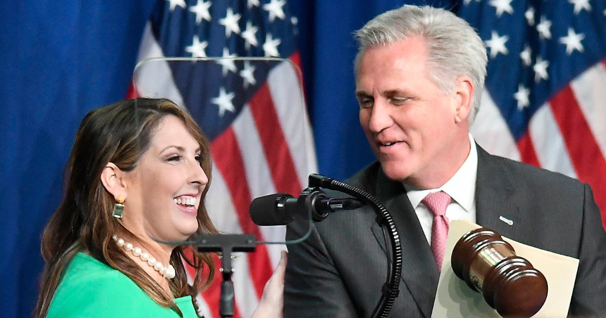 Former House Speaker Kevin McCarthy, right, is rumored to be a potential candidate to replace RNC Chairwoman Ronna McDaniel, left.