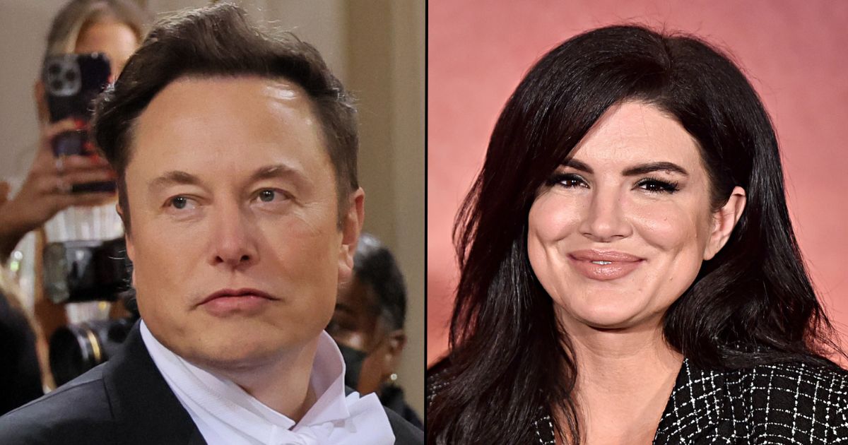 (L) Elon Musk attends The 2022 Met Gala Celebrating "In America: An Anthology of Fashion" at The Metropolitan Museum of Art on May 2, 2022 in New York City. (R) Actor Gina Carano of Lucasfilm's "The Mandalorian" at the Disney+ Global Press Day on October 19, 2019 in Los Angeles, California.