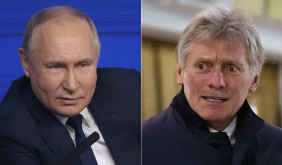 Russian presidential press secretary Dmitry Peskov, right, has confirmed Russian President Vladimir Putin's, left, interview with Tucker Carlson.
