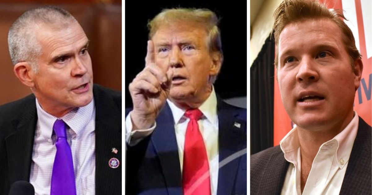 From left: Montana Congressman Matt Rosendale, former President Donald J. Trump and Montana U.S. Senate candidate Tim Sheehy.