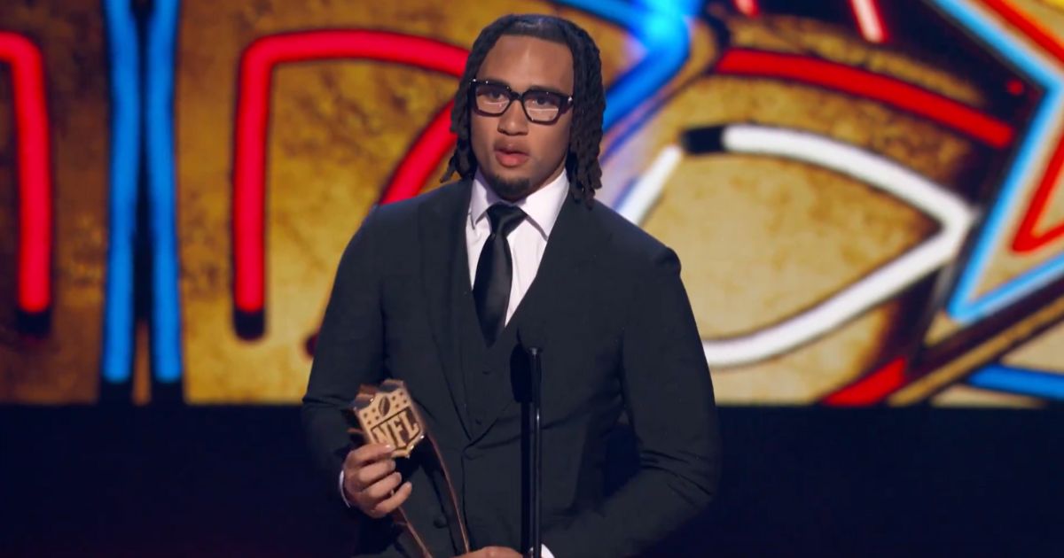 C.J. Stroud of the Houston Texans accepts the Offensive Rookie of the Year award.