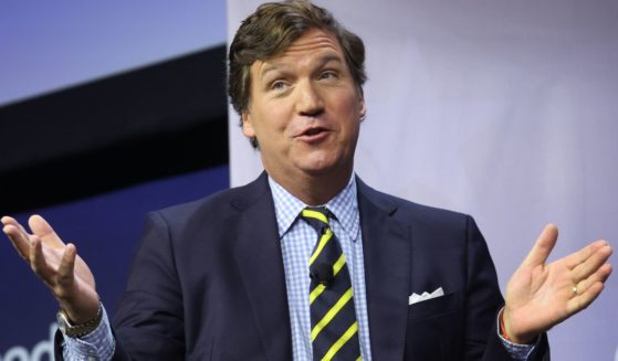 Tucker Carlson speaks to guests at the Family Leadership Summit in Des Moines, Iowa, on July 14.