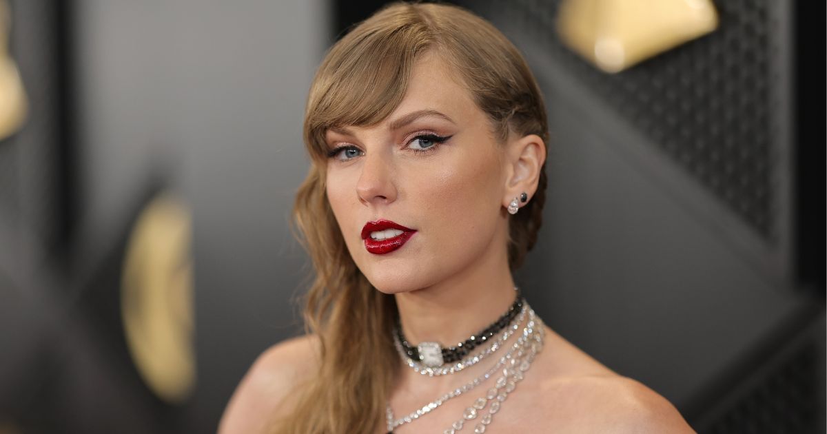 Taylor Swift attends the 66th GRAMMY Awards in Los Angeles, California, on Sunday.