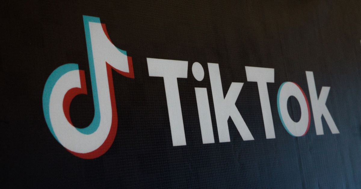 The logo of the social media app TikTok displayed at the launch of the Buy Local Campaign.