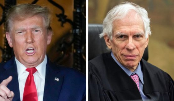 Former President Donald Trump, left, and Judge Arthur F. Engoron.