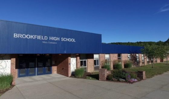 A tampon dispenser in the boys' bathroom at Brookfield High School in Connecticut was vandalized on Jan. 24.