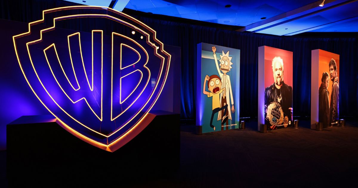 The Warner Bros. Discovery logo displayed at The Theater at Madison Square Garden in 2023.