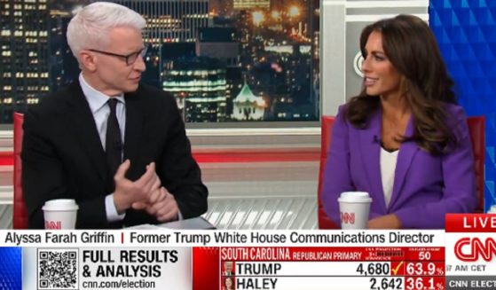 CNN's Anderson Cooper, left, with former Trump White House aide and current "The View" co-host Alyssa Farah.