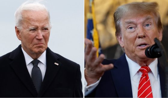 President Joe Biden, left, is pictured at the arrival ceremony Friday in Dover, Delaware, for the bodies of soldiers killed in a terrorist attack in Jordan. Former President Donald Trump, right, is pictured in a Jan. 31 photo in Washington.
