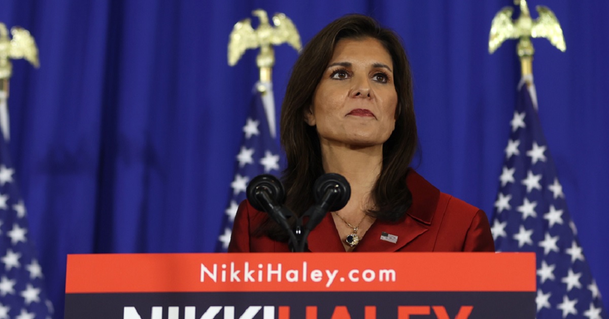 Former United Nations Ambassador and former South Carolina Gov. NikkiRepublican speaks during her primary election night trouncing at the hands of former President Donald Trump in the Republican South Carolina primary on Saturday.