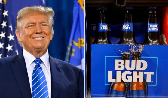 Former President Donald Trump, pictured left in a Jan. 27 file photo from Las Vegas, came out in support on Tuesday of beleaguered beer brand Bud Light.
