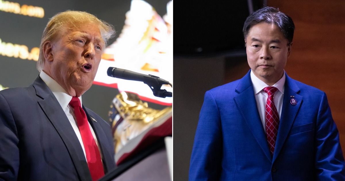 Former President Donald Trump, left, pictured in a speech in Philadelphia on Saturday, and Democratic Rep. Ted Lieu of California, in an October file photo from the Capitol.