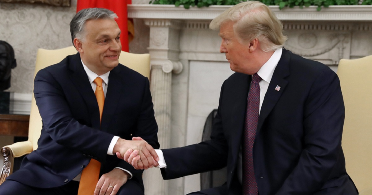 Then-President Donald Trump shakes hands with Hungarian Prime Minister Viktor Orban during a May 2019 meeting in the Oval Office.
