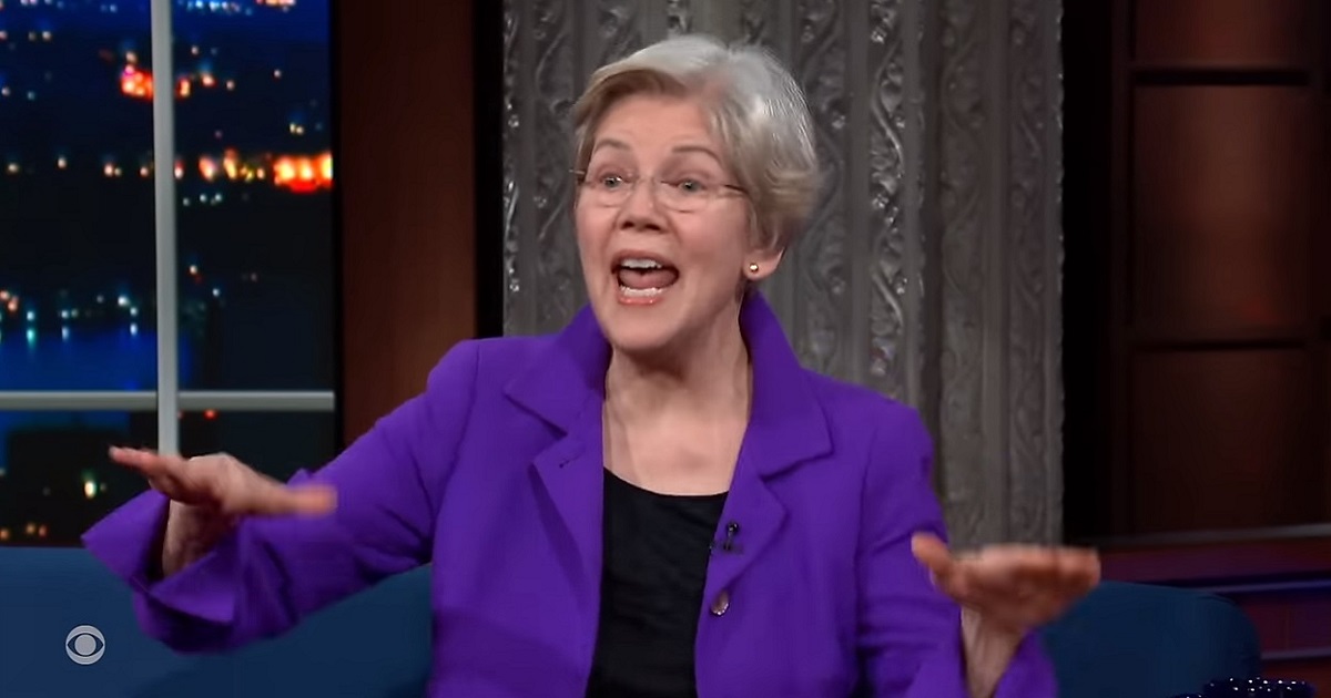 Massachusetts Sen. Elizabeth Warren sings Monday night on "The Late Show with Stephen Colbert."