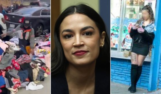 Part of the New York district of Democratic Rep. Alexandria Ocasio-Cortez, center, has been plagued by illegal street vendors, left, and prostitutes, right.