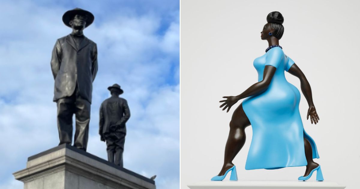 "Antelope," left, is due to be replaced by "Lady in Blue" on the famous Fourth Plinth of London's Trafalgar Square.