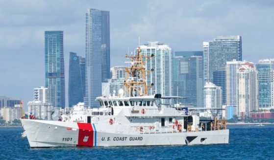 A U.S. Coast Guard ship is shown near Miami Beach on July 19, 2021.