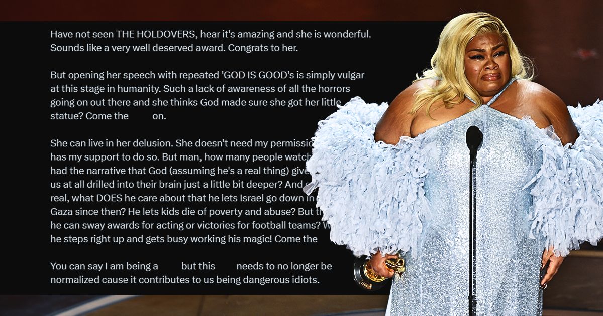 Da'Vine Joy Randolph was criticized for praising God during her Oscars acceptance speech.