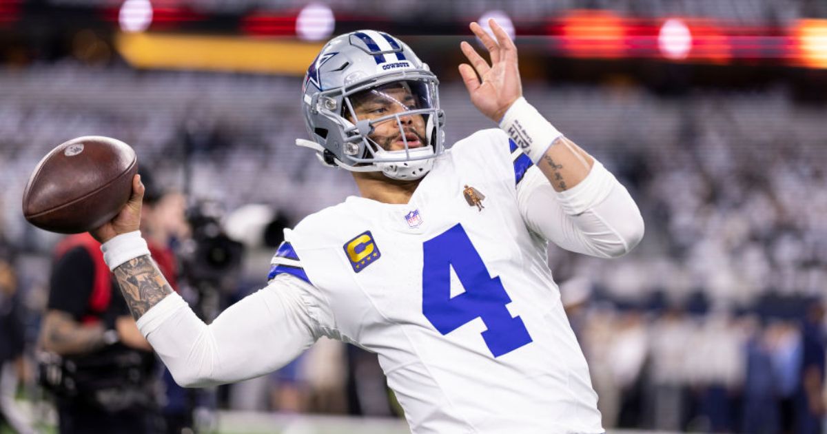 Dak Prescott of the Dallas Cowboys is seen warming up before an NFL wild-card playoff game in this file photo from Jan. 14.