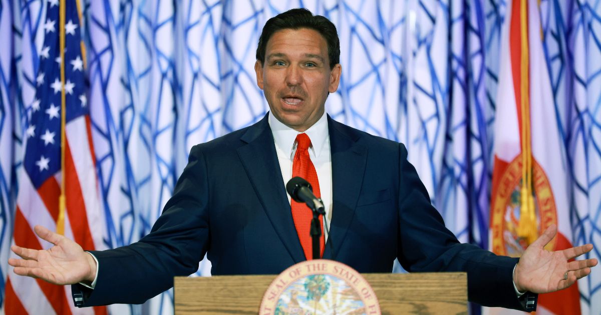 Florida Gov. Ron DeSantis speaks during a news conference at the Santorini by Georgios restaurant in Miami Beach on March 20.